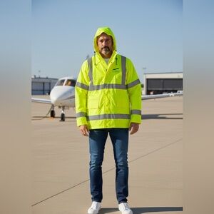 Yellow Reflective Waterproof Safety Rain Jacket